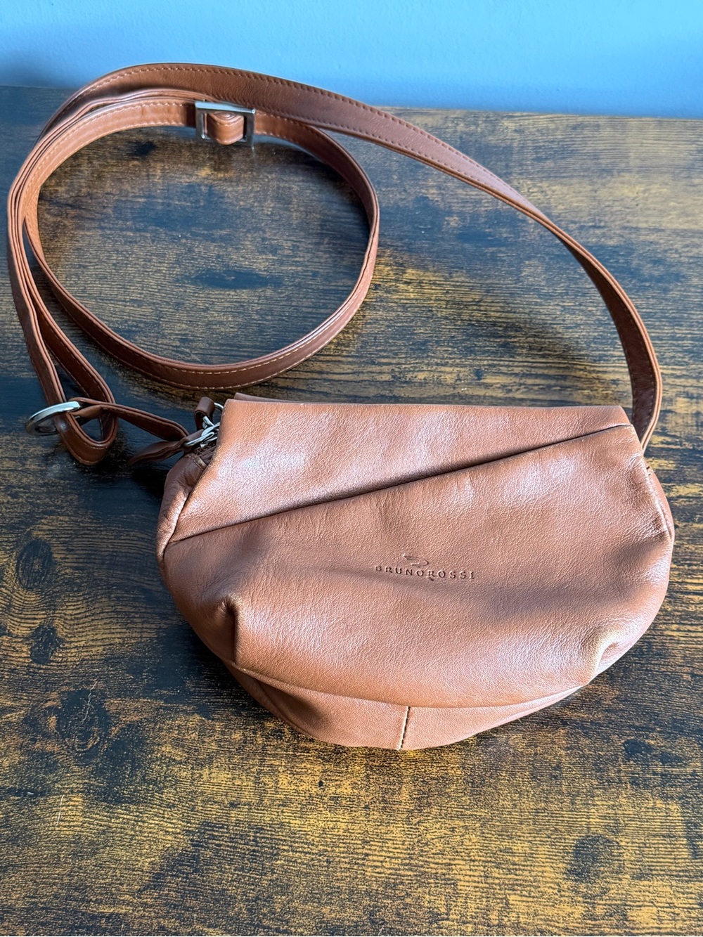 Bruno Rossi Made in Italy Brown Leather Crossbody Handbag Purse Like New - Picture 3 of 12